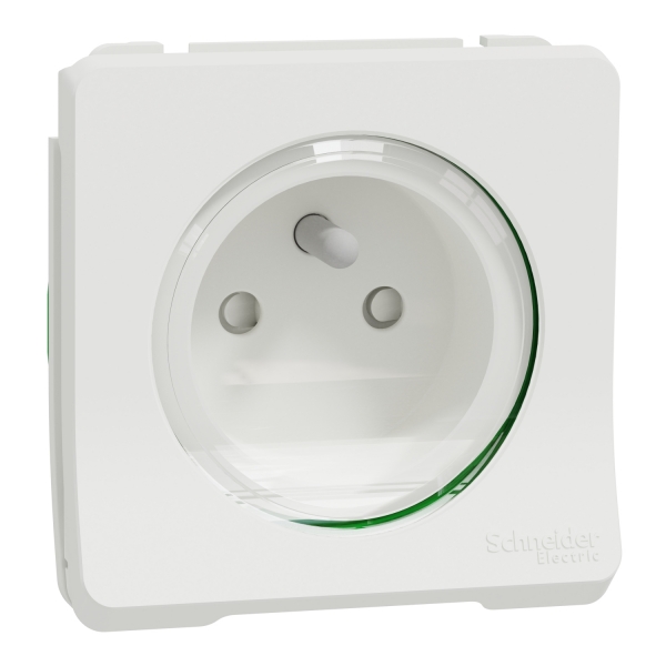 Schneider - Mureva Styl - Composable PC 2P+T en saillie ou encastré  - IP55 - IK08 - connexion auto - blanc - Réf : MUR39133