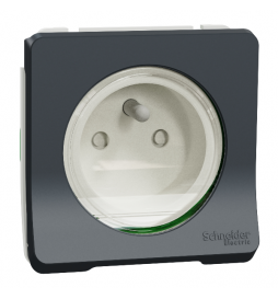 Schneider - Mureva Styl - Prise 2P+T - Composable  - IP55 - IK08 - connexion auto - gris - MUR36133