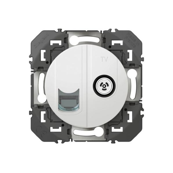 Legrand - Prise TV  et RJ45 CAT6 STP Dooxie - finition Blanc  - Réf : 600352