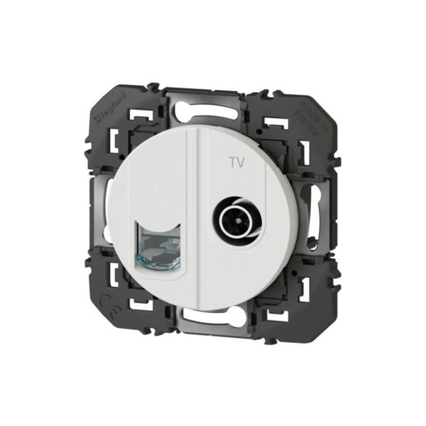 Legrand - Prise TV  et RJ45 CAT6 STP Dooxie - finition Blanc  - Réf : 600352