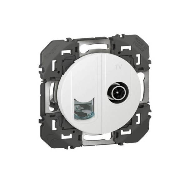 Legrand - Prise TV  et RJ45 CAT6 STP Dooxie - finition Blanc  - Réf : 600352