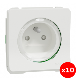 Schneider - Mureva Styl - Composable PC 2P+T en saillie ou encastré  - IP55 - IK08 - connexion auto - blanc - Réf : MUR39133