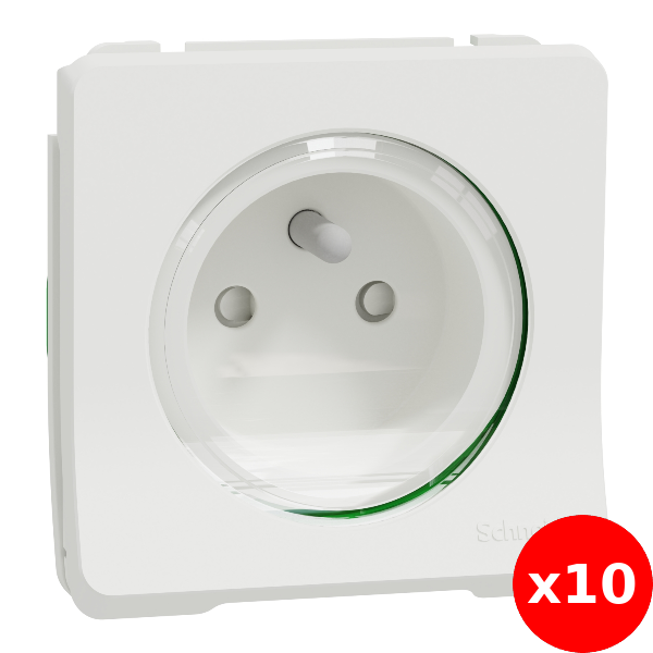 Schneider - Mureva Styl - Composable PC 2P+T en saillie ou encastré  - IP55 - IK08 - connexion auto - blanc - Réf : MUR39133