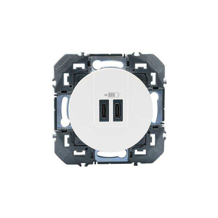 Legrand - Dooxie - Double chargeur USB Type-C - 3A - 15W - Blanc - Réf : 600345