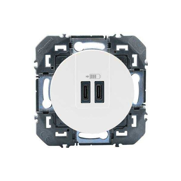 Legrand - Dooxie - Double chargeur USB Type-C - 3A - 15W - Blanc - Réf : 600345