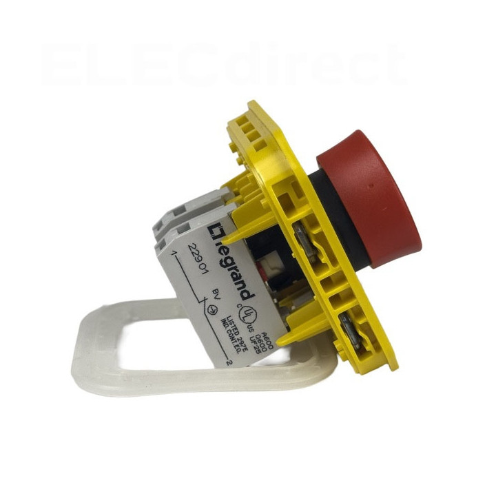 Legrand - Plexo - Coup de poing d'urgence - poussoir - Encastré - déverrouillage 1/4 tour - IP55/IK08 - Réf : 069549L+069681L