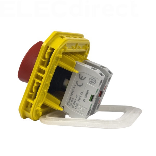 Legrand - Plexo - Coup de poing d'urgence - poussoir - Encastré - déverrouillage 1/4 tour - IP55/IK08 - Réf : 069549L+069681L