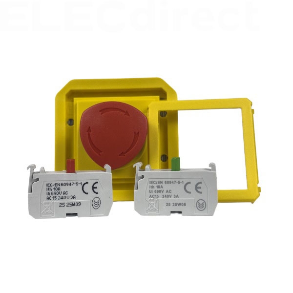 Legrand - Plexo - Coup de poing d'urgence - poussoir - Encastré - déverrouillage 1/4 tour - IP55/IK08 - Réf : 069549L+069681L