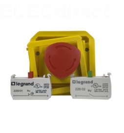 Legrand - Plexo - Coup de poing d'urgence - poussoir - Encastré - déverrouillage 1/4 tour - IP55/IK08 - Réf : 069549L+069681L
