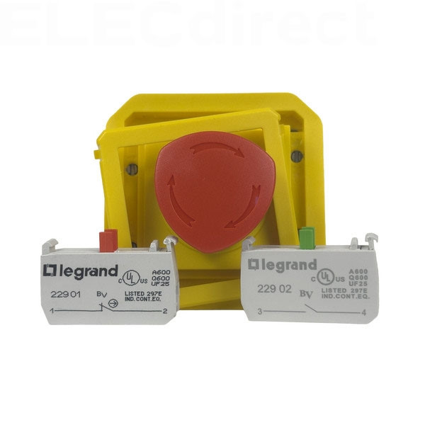 Legrand - Plexo - Coup de poing d'urgence - poussoir - Composable - déverrouillage 1/4 tour - IP55/IK08 - Réf : 069549L