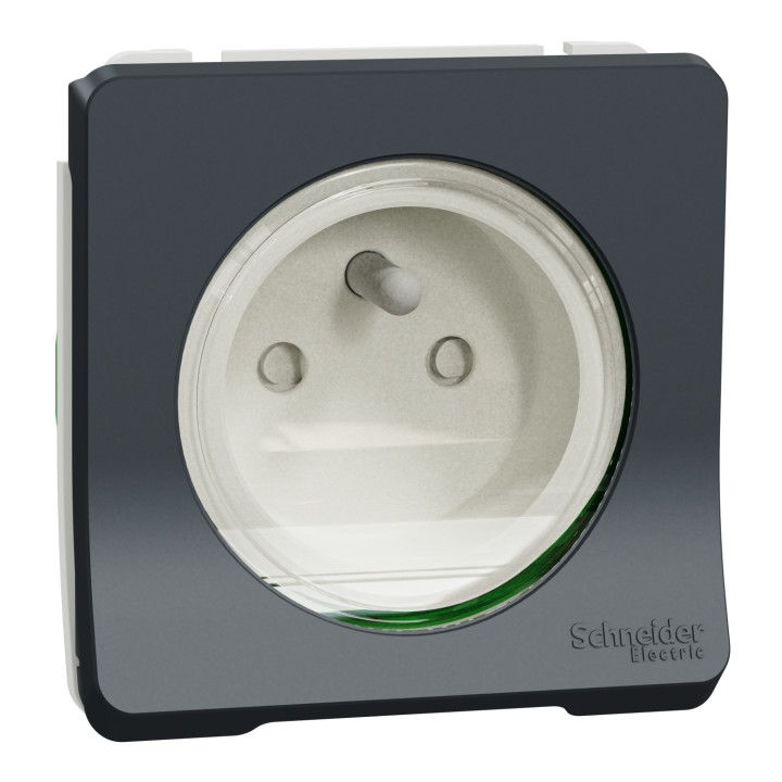 Schneider - Mureva Styl - LOT de 10 Prises 2P+T - Connexion auto - Encastré - IP55/IK08 - Gris - Ref. : MUR35036x10