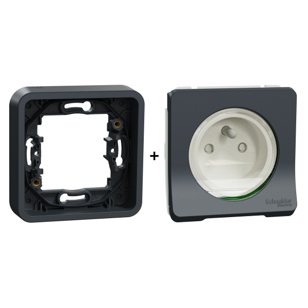 Schneider - Mureva Styl - LOT de 10 Prises 2P+T - Connexion auto - Encastré - IP55/IK08 - Gris - Ref. : MUR35036x10