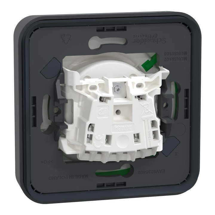 Schneider - Mureva Styl - LOT de 10 Prises 2P+T - Connexion auto - Encastré - IP55/IK08 - Gris - Ref. : MUR35036x10