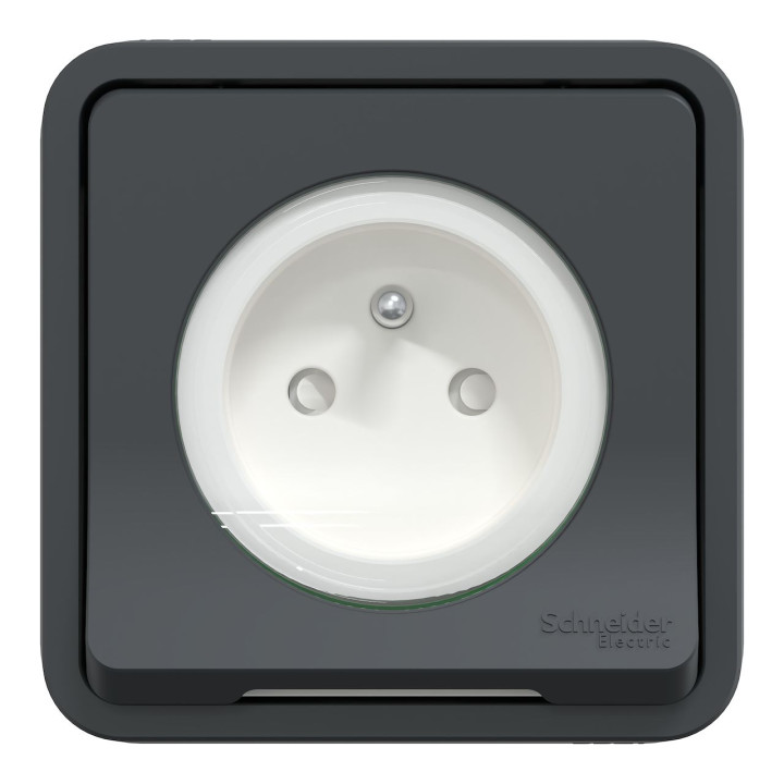 Schneider - Mureva Styl - LOT de 10 Prises 2P+T - Connexion auto - Encastré - IP55/IK08 - Gris - Ref. : MUR35036x10