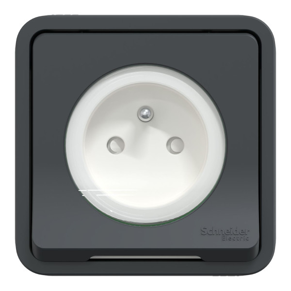 Schneider - Mureva Styl - LOT de 10 Prises 2P+T - Connexion auto - Encastré - IP55/IK08 - Gris - Ref. : MUR35036x10