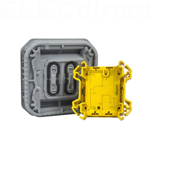 Legrand Plexo - Commande double - 3 fonctions - encastré - étanche - IP55/IK08 - Gris - Réf : 070072L