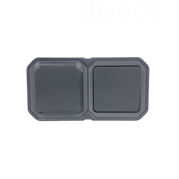 Legrand Plexo - PC 2P+T - 16A - 250V + Va-et-Vient 10A - Complet saillie - Anthracite - IP55/IK08 - Réf : 070067