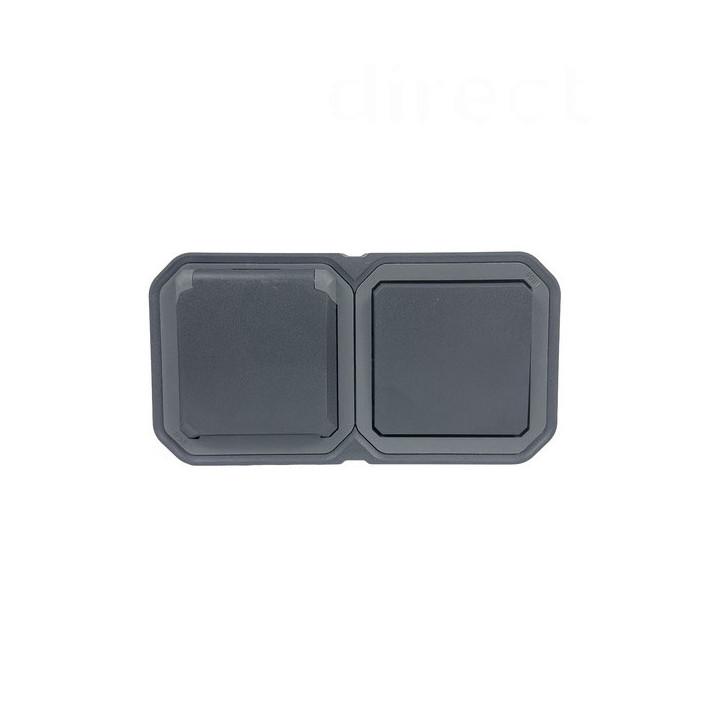 Legrand Plexo - PC 2P+T - 16A - 250V + Va-et-Vient 10A - Complet saillie - Anthracite - IP55/IK08 - Réf : 070067