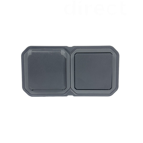 Legrand Plexo - PC 2P+T - 16A - 250V + Va-et-Vient 10A - Complet saillie - Anthracite - IP55/IK08 - Réf : 070067