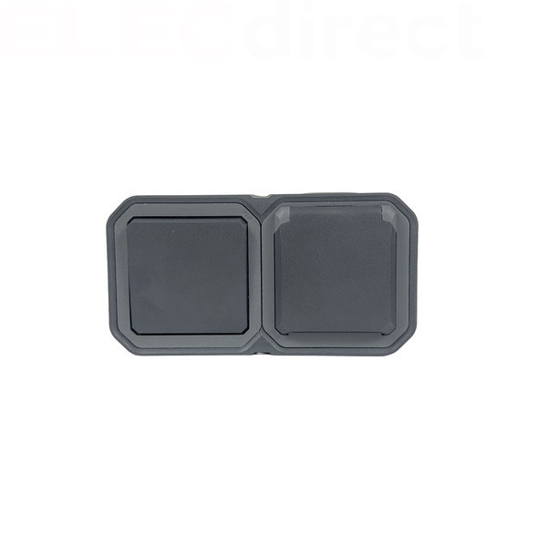 Legrand Plexo - PC 2P+T - 16A - 250V + Va-et-Vient 10A - Complet saillie - Anthracite - IP55/IK08 - Réf : 070067