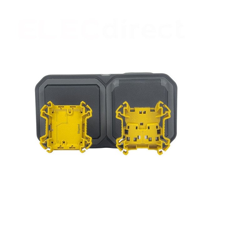 Legrand Plexo - PC 2P+T - 16A - 250V + Va-et-Vient 10A - Complet saillie - Anthracite - IP55/IK08 - Réf : 070067