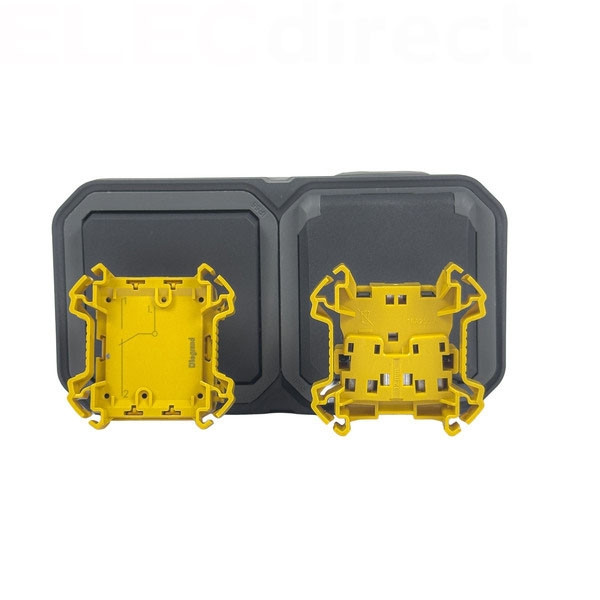 Legrand Plexo - PC 2P+T - 16A - 250V + Va-et-Vient 10A - Complet saillie - Anthracite - IP55/IK08 - Réf : 070067