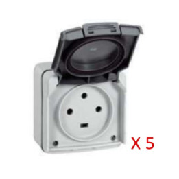 LEGRAND - Plexo - LOT de 5 Prises de courant 3P+T - 20A - Saillie - Gris - Ref. : 091656X5