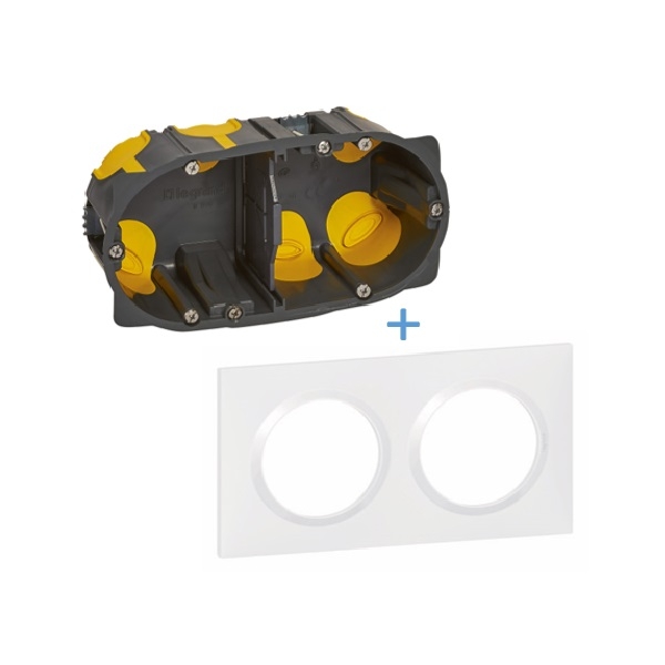 Legrand Dooxie - Plaque 2 postes + Boîte Batibox BBC Legrand 2 postes - Hor/vert - 600802+080032L