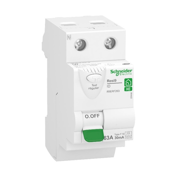 SCHNEIDER - RESI9 XE - Inter différentiel - 63A - Type Fsi - 30ma - 2P - Réf : R9ERF263