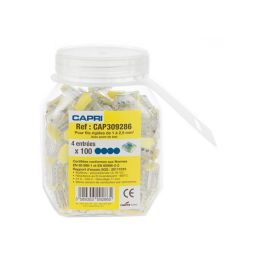 Capri - Bornes automatique 4 entrées pour fil rigide 0,5 à 2.5mm² (boite de 100 connecteurs) - Réf : 309286