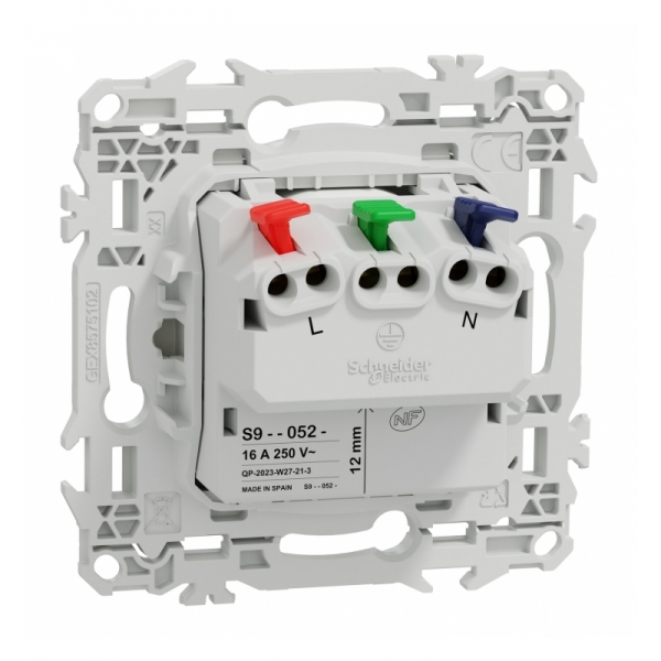 Schneider - Odace 2025 - prise 2P+T affleurante - bornes automatiques - blanc craie - Réf : S920052