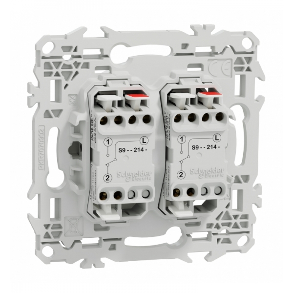 Schneider - Odace 2025 - double va-et-vient ou poussoir - 10AX - blanc craie - Réf : S920214