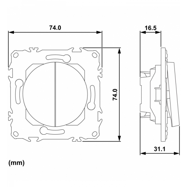 Schneider - Odace 2025 - double va-et-vient ou poussoir - 10AX - blanc craie - Réf : S920214
