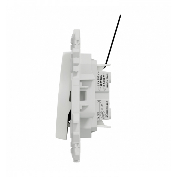 Schneider - Odace 2025 - va-et-vient ou poussoir lumineux/témoin LED verte 0,15mA - 10AX - blanc craie - Réf : S920263