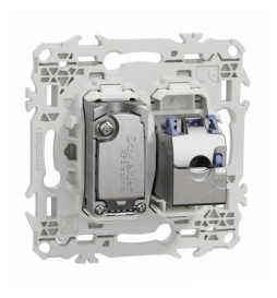 Schneider - Odace 2025 - prise mixte RJ45 Cat.6 STP + TV - blanc craie - Réf : S920141