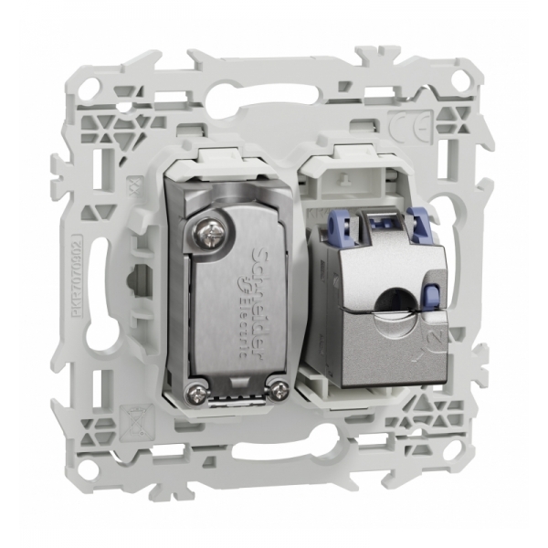 Schneider - Odace 2025 - prise mixte RJ45 Cat.6 STP + TV - blanc craie - Réf : S920141