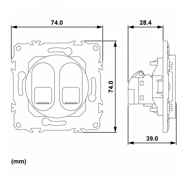 Schneider - Odace 2025 - prise double RJ45 - Cat6 STP grade 2TV min à grade 3TV - blanc craie - Réf : S920486
