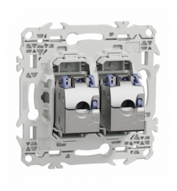 Schneider - Odace 2025 - prise double RJ45 - Cat6 STP grade 2TV min à grade 3TV - blanc craie - Réf : S920486