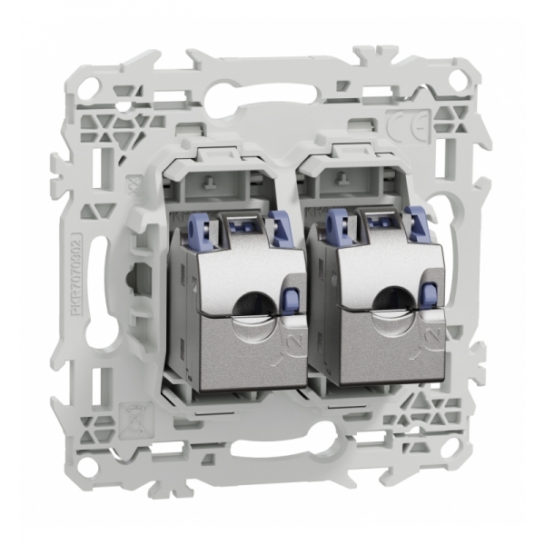 Schneider - Odace 2025 - prise double RJ45 - Cat6 STP grade 2TV min à grade 3TV - blanc craie - Réf : S920486