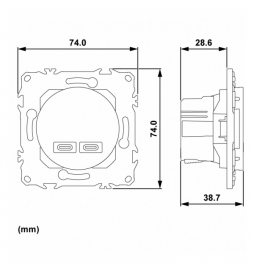 Schneider - Odace 2025 - chargeur double USB type C+C - 21W Power Delivery - blanc craie - Réf : S920401