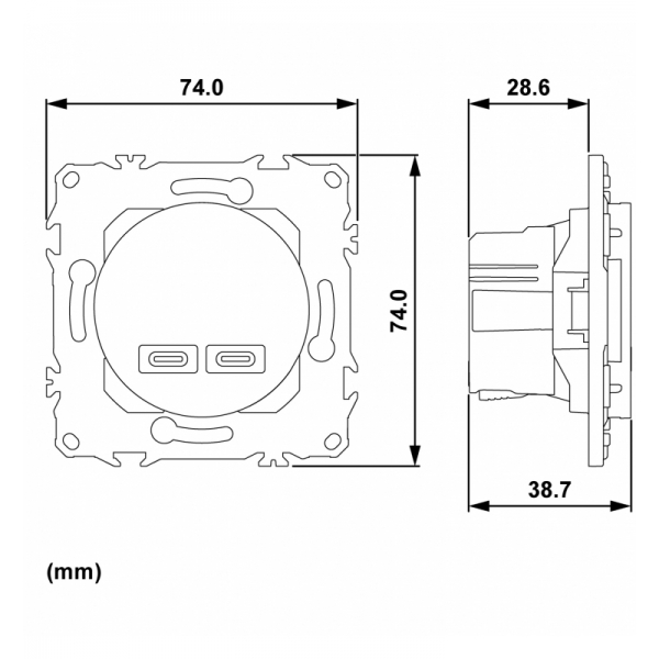 Schneider - Odace 2025 - chargeur double USB type C+C - 21W Power Delivery - blanc craie - Réf : S920401