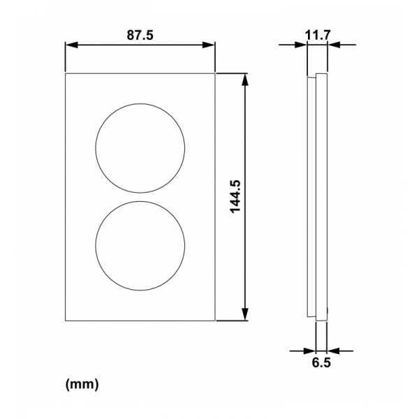 Schneider - Odace 2025 - plaque de finition 2 postes entraxe spécifique 57mm - Blanc craie - Réf : S920714