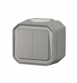Legrand - Commande double étanche pour réaliser 3 fonctions Plexo prêt à poser saillie - IP55 - IK08 - Gris - Réf : 069715L