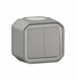 Legrand - Commande double étanche pour réaliser 3 fonctions Plexo prêt à poser saillie - IP55 - IK08 - Gris - Réf : 069715L