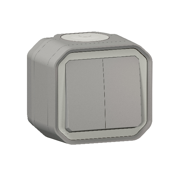 Legrand - Commande double étanche pour réaliser 3 fonctions Plexo prêt à poser saillie - IP55 - IK08 - Gris - Réf : 069715L