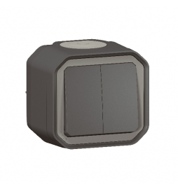 Legrand - Commande double étanche pour réaliser 3 fonctions Plexo prêt à poser saillie IP55 - IK08 - Anthracite - Réf : 069775L