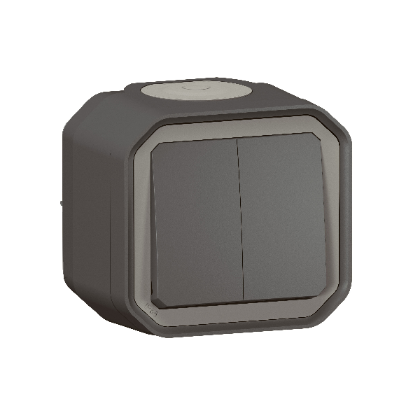 Legrand - Commande double étanche pour réaliser 3 fonctions Plexo prêt à poser saillie IP55 - IK08 - Anthracite - Réf : 069775L
