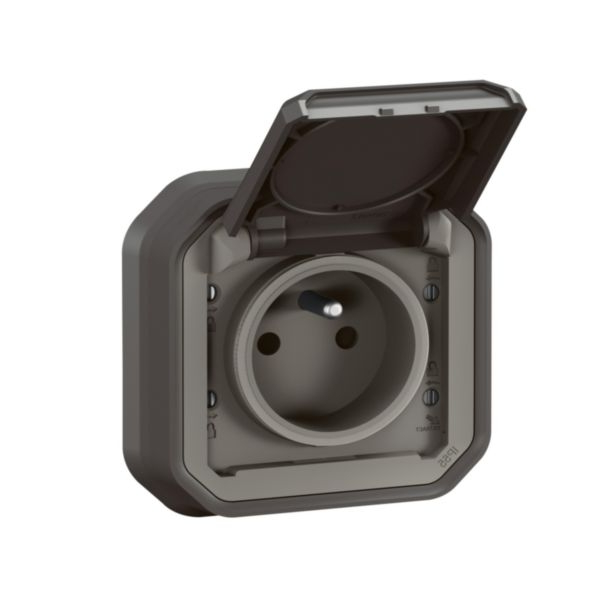 Legrand - Plexo - Prise de courant 2P+T 16A - prêt à poser - encastrée - IP55 - IK08 - 250V - Anthracite - Réf : 069860L