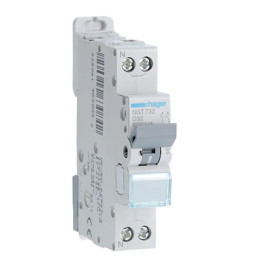 HAGER - Disjoncteur 1P+N 6-10kA - courbe D - 32A -1 module - Réf : NGT732