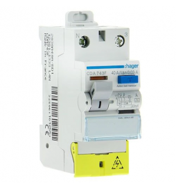 HAGER - Inter différentiel 2P - 40A - 30mA - Type A - Réf : CDA743F